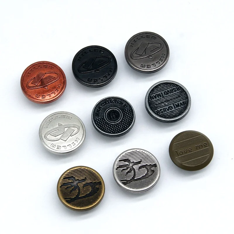 New style High quality Classic antique accessories and rivets custom logo denim metal Alloy Zinc Jeans button for jeans