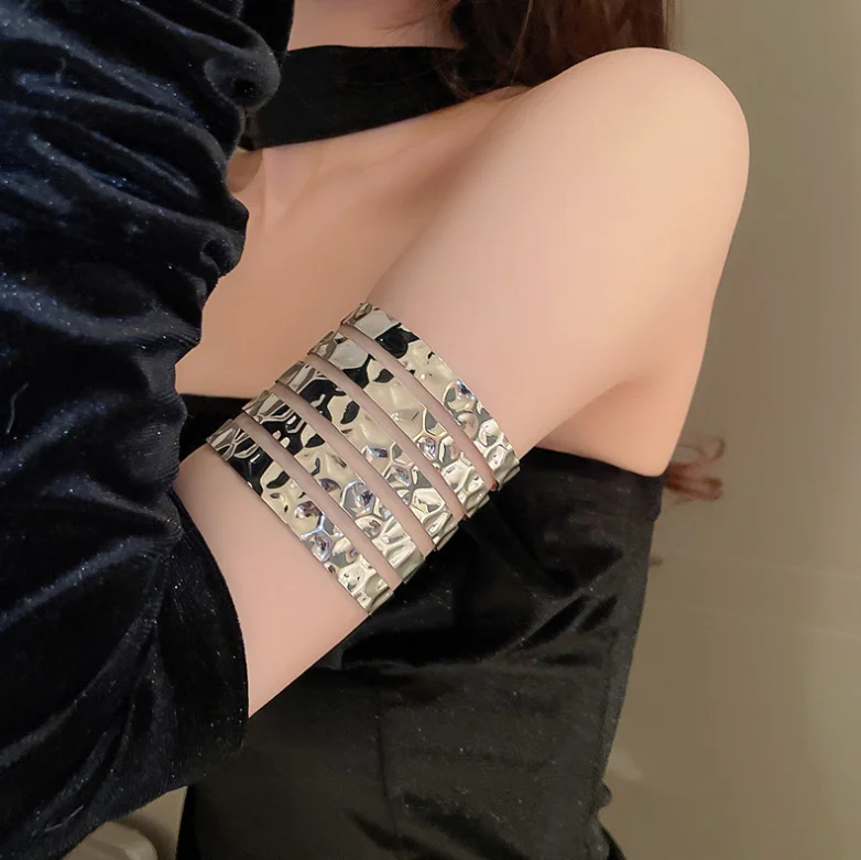 2024 Newest ZA Exaggerated Multi Layered Gold Metal Bangles for Women Personalized Trendy Party Evening Jewelry