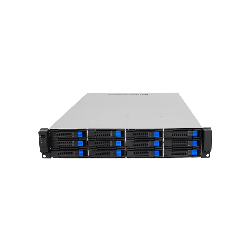 2U 12 bay hot-swappable rack server chassis