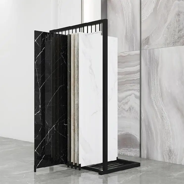 Kainice Customized Marble Slab Rock Plate Granite Stand Push Pull Out Stone Sample Showroom Sliding Tile Display Rack