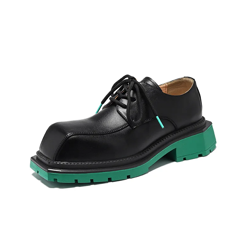 UP-1422J Spring Lace up Thick Sole Men Shoes 2023 Square Toe PU Leather Office  Dress Shoes for Men