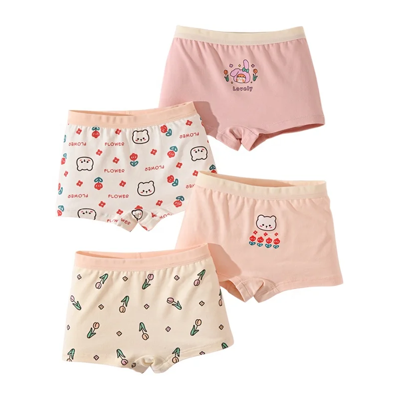 4 Pieces Wholesale Cute Cartoon Kids Underwear Set Cotton Child Briefs Baby Underwear for Girls Panties Unisex 100% Cotton 5000