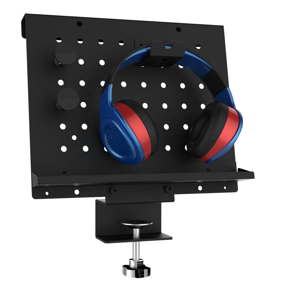 DIY Steel Desk Rack with Hanging Box Wire Holder for Office Organization Clamp-on Pegboard Hook Standing Desk Accessories