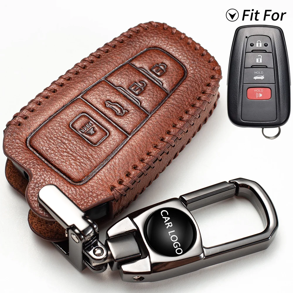 Wholesale hot selling car leather embossed logo key case  for all models  key fob cover leather key Bracket key chain key holder
