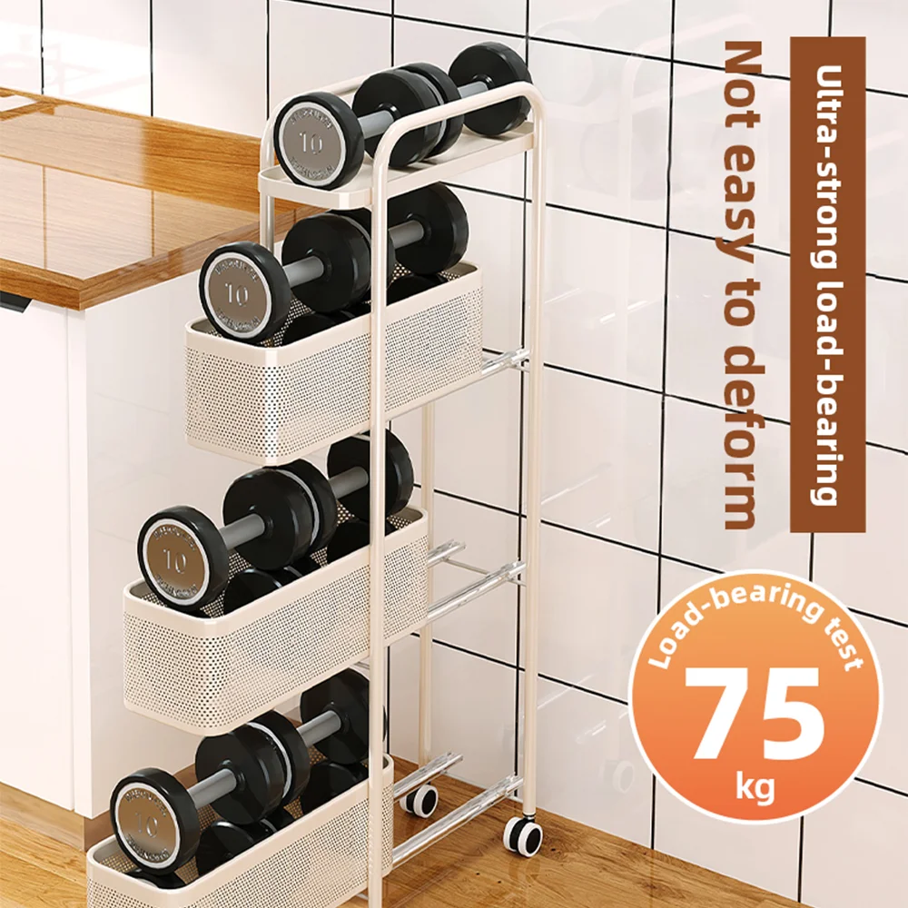 Narrow 5-Tier Kitchen Trolley Rolling Storage Cart Floor Standing Organizer Drawer Cart with Wheels