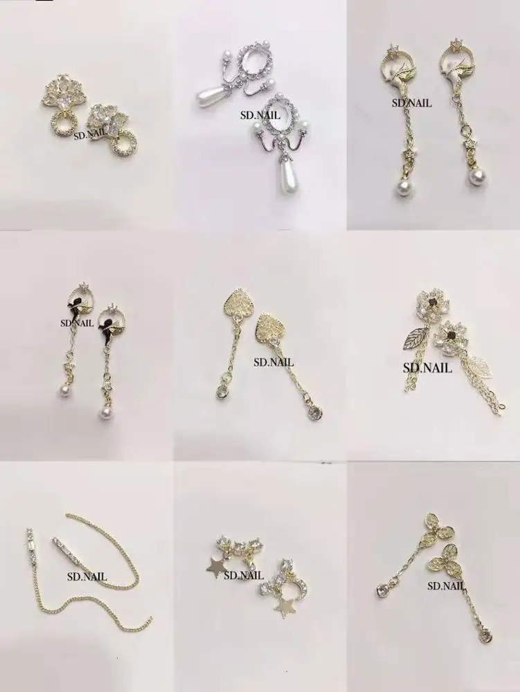 Woman beauty spa new fashion metal alloy zircon stones crown 3d nail stickers nail decoration