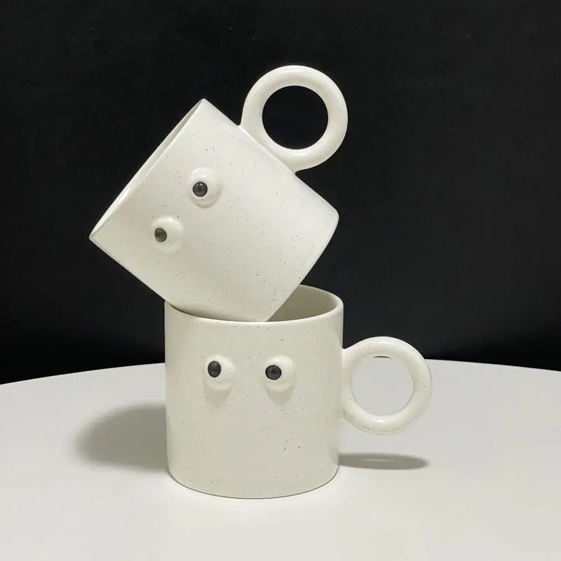 Custom Funny Big Eyes Cappuccino Mugs Ceramic Coffee Mug Tea Cups
