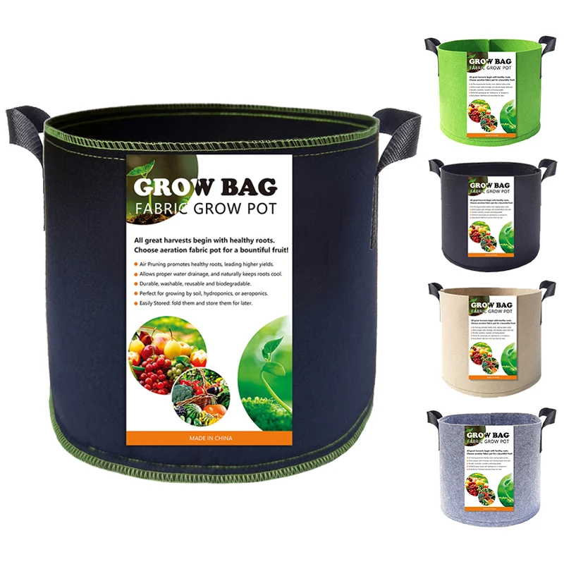 Heavy Duty Thickened Nonwoven Aeration Fabric Pots Plant Grow Bag with Reinforced Handles for Gardening
