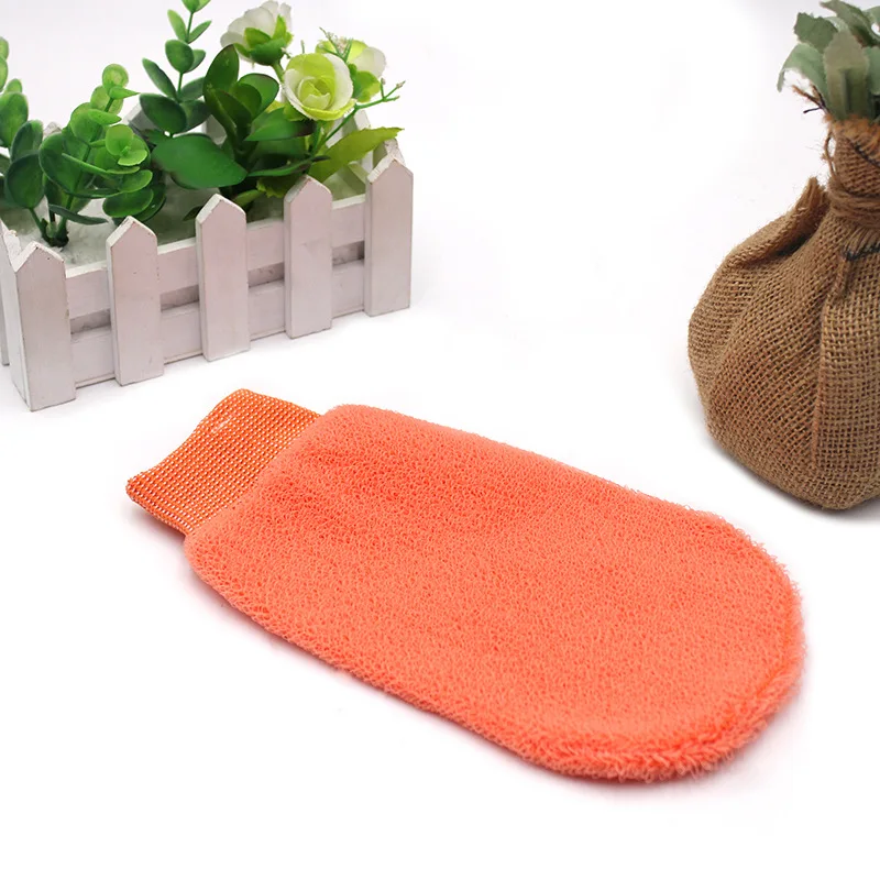 High Quality Customized Soft Cute Scrub Glof Silk Exfoliating Wash Coral Fleece Terry Cloth Glof Fleece Body Bath Mitt