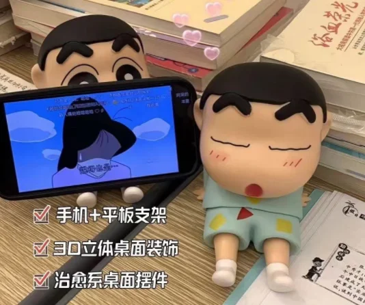 3D Cartoon Mobile Phone Support Holder Crayon Shin-Chan Cute Desktop Ornament Vinyl doll Art Toy Gift