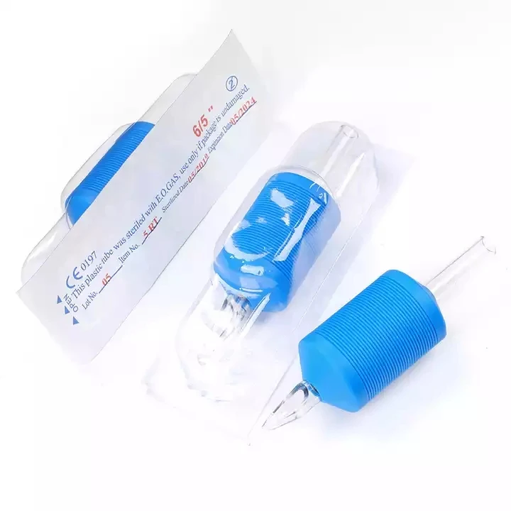 Whosale 25mm Disposable sterilized blue rubber  handles available in multiple models Tattoo Needles Grips Tattoo Tubes