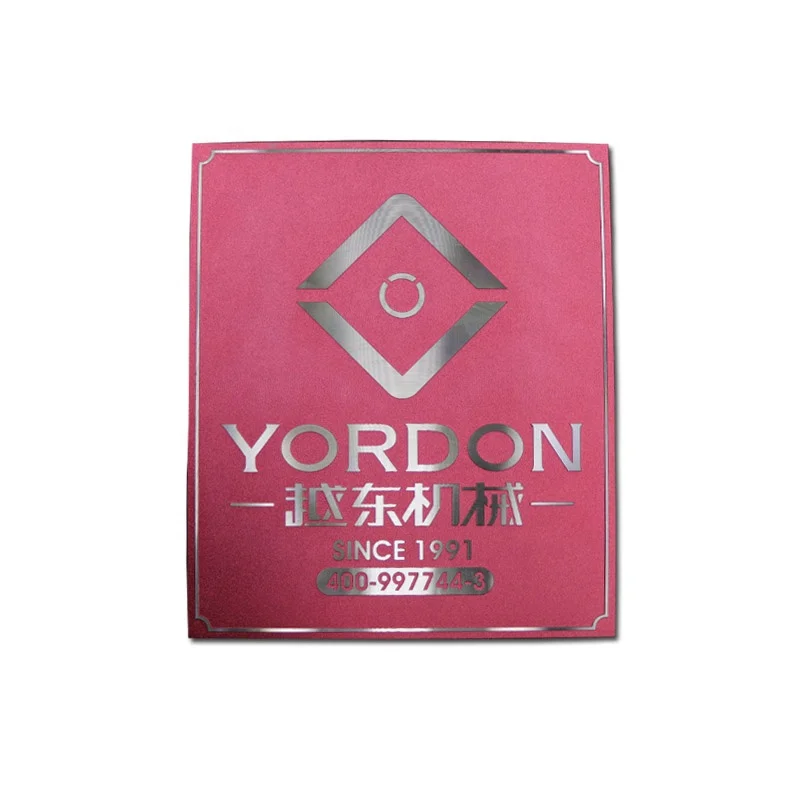 Custom Logo Rich Color Clear Pattern and Glossy Diamond-cut Nameplate Metal for Mechanical Equipment Signage
