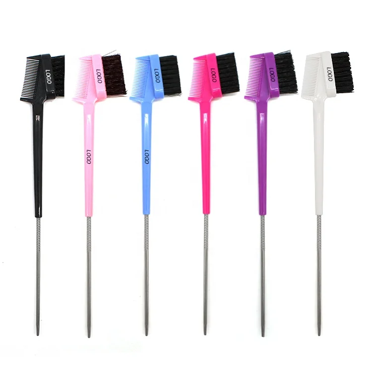 STOCKED Double Sided Eyelash Brush Grooming Private Label 3 In 1 Edge Control Brush for Hair Edge Brush with Rat Tail