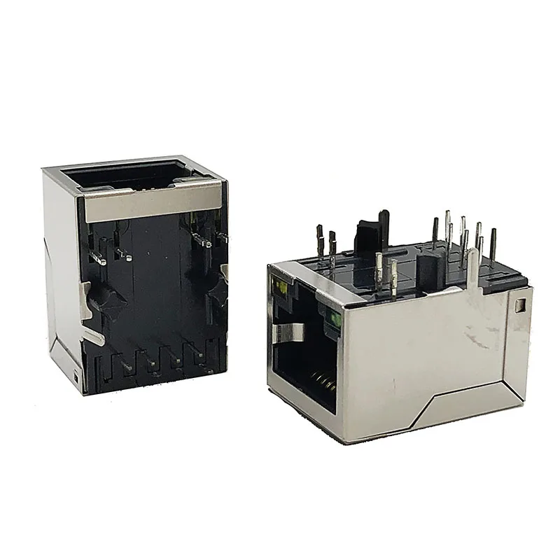 5921 10/100base Single Port Tab Down RJ45 With Transformer LED Right-Angle Jack Cat5e Cat6 Cat6a Cat7 RJ45 PCB Jack
