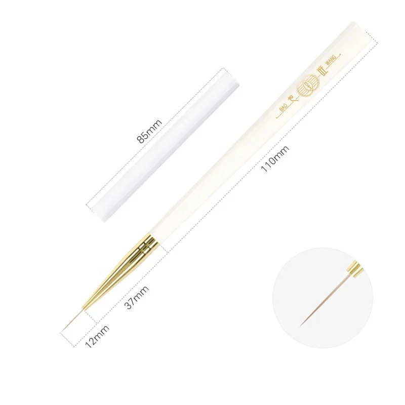 Baowang New Product White Jade series Acrylic Handle Nylon PET Hair Offer Custom Logo Gel Brush Nail Art Brush Set High Quality