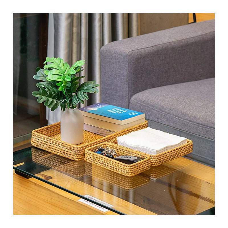 Hot Selling Laundry Storage Box Unit Baskets Bathroom Boxes Wicker Rattan Decoration Basket