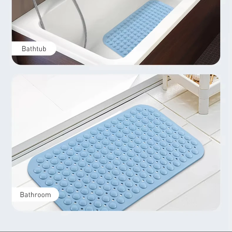 SHENGDE Plastic Suction Cup And Drain Hole Bath Mat Non Anti Slip Bath Tub Shower Mat With Suction Cup PVC Bath Mat Roll