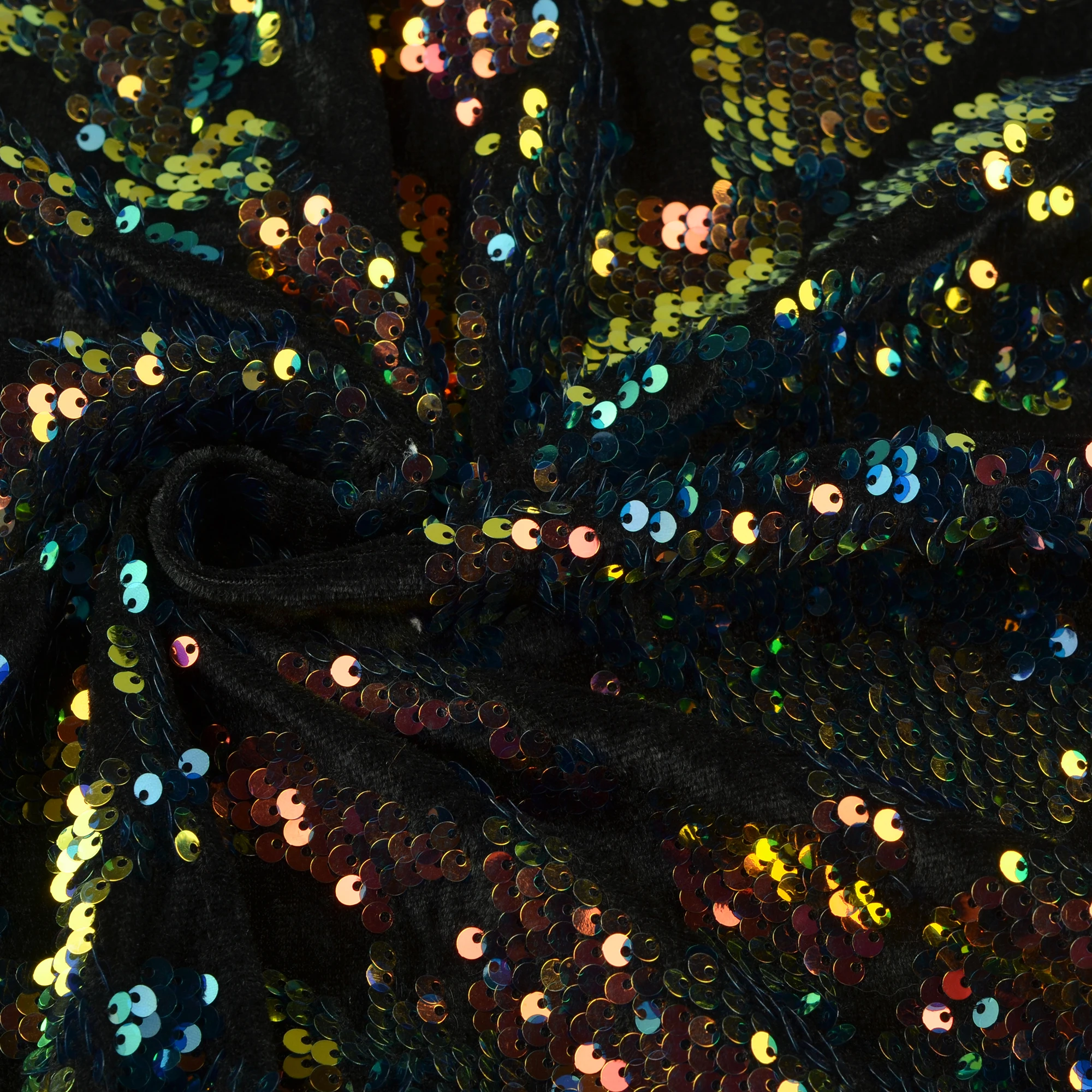 Hot sale particoloured 100% Polyester Mesh rainbow sequin fabric Luxury elegant texiles for women dancing dress