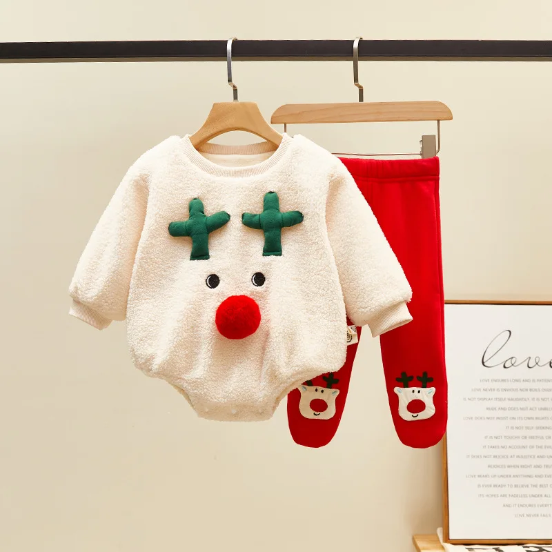 baby Winter clothes long sleeve cotton fabric christmas pajamas baby rompers kids clothing