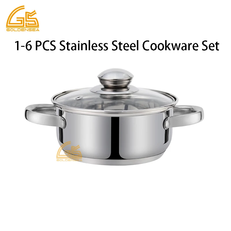 Kitchenware Household Customized Metal Cookware Sets 3ply Stainless Steel Cheap Non Stick Cooking Pots Non-stick