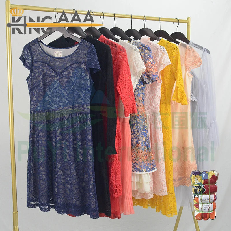 Plaid women dress used clothes vintage second hand clothing in bales korea 50kg