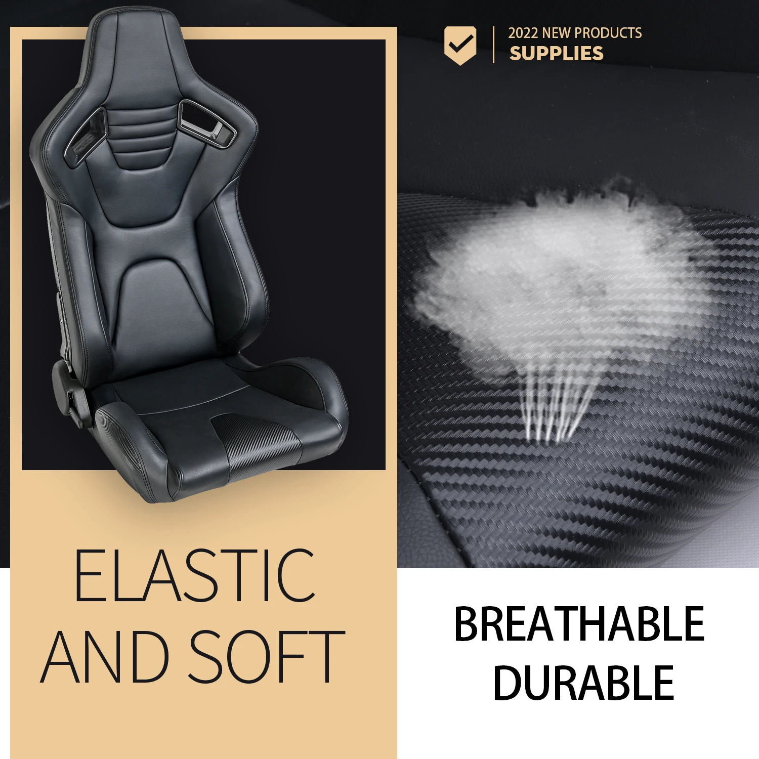 Car Sport Bucket Seat Racing Seat Universal fit for Most Cars Seats PVC Leather 1PCS