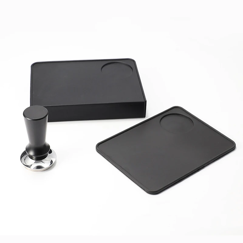 Hot Sell Coffee Accessories  Logo Custom  Square Non-slip Food Grade Soft Silicone Coffee Tamping Pad Coffee Corner Mat