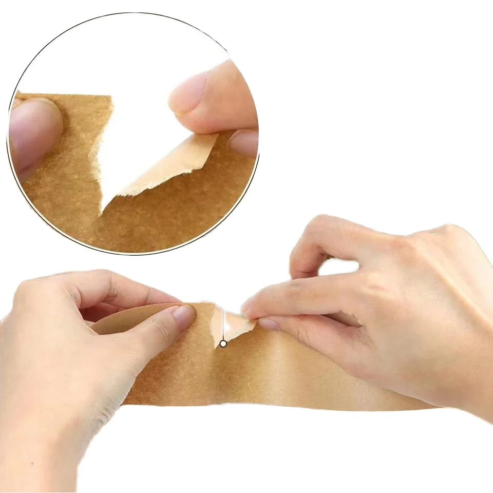 Custom Printed Logo Brown Recycled Water-Activated Gummed Kraft Paper Tape Self-Adhesive Shipping Packaging Waterproof Acrylic