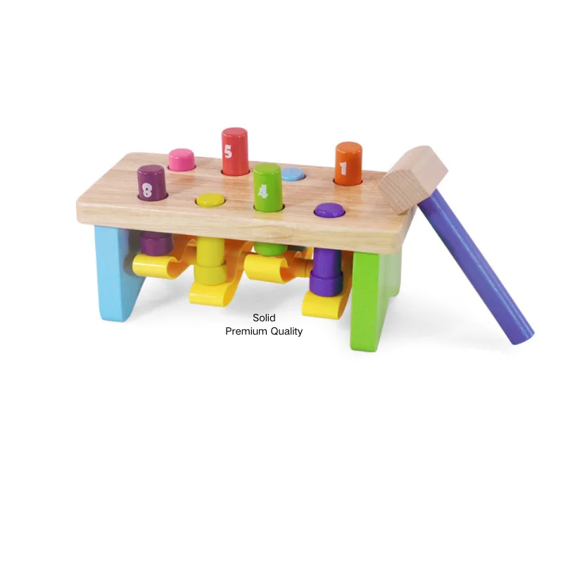 Wooden Hammering Pounding Knocking Color Block Fine Motor Skill Hand Strength Early Learning Education Toy