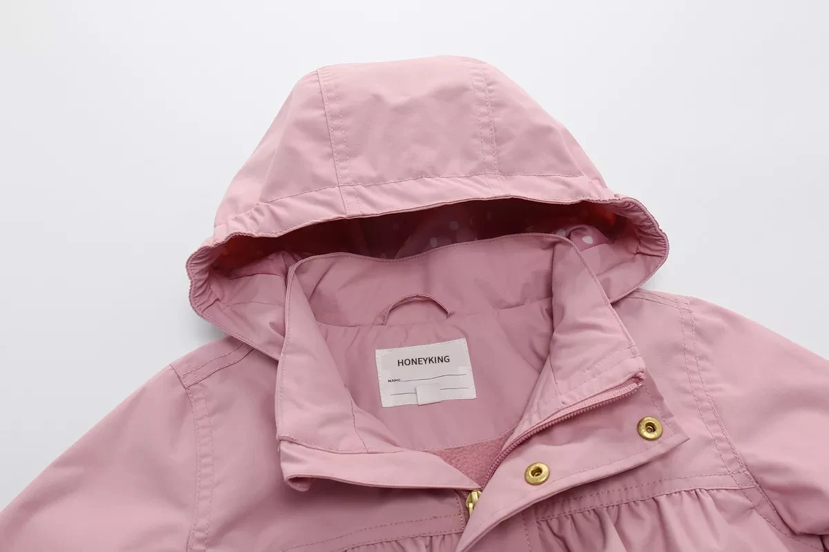 hooded waterproof coat rain jacket for kids bomber jacket  outwear children repreve fabric recyclable rain jacket OEM custom