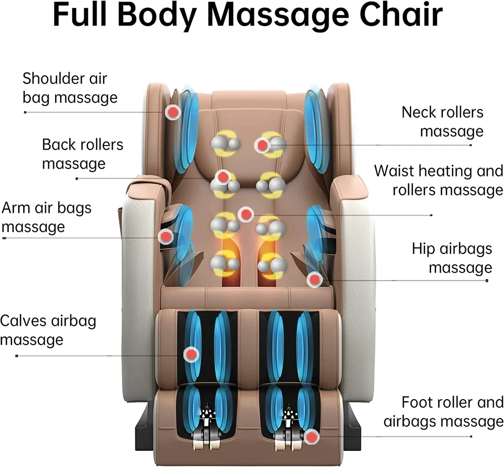 2024 Fixed Point Luxury Rolling Cheap Price Zero Gravity Massage Chair Malaysia Full Body Massage Chair Brown