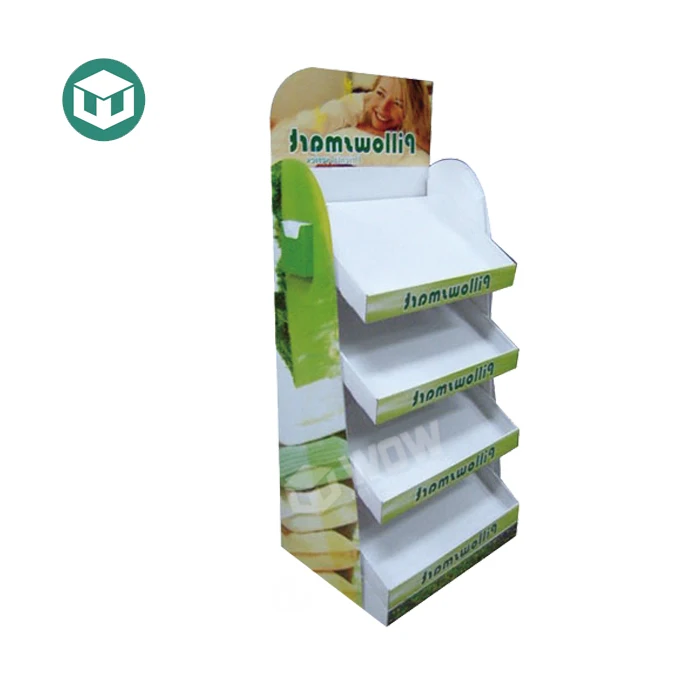 Customized Promotion Corrugated Floor Display Stand Pillow Display Shelves for Retail Stores