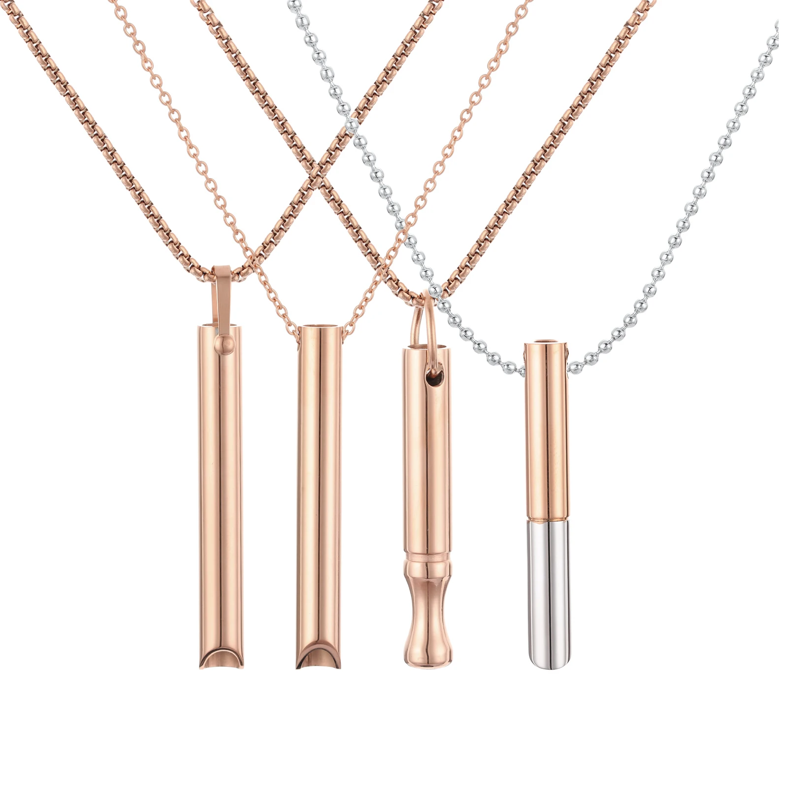 Stainless Steel Anxiety Stress Relief Jewelry Mindful Whistle Breathing Necklace For Calming Relief Meditation Anxiety Necklace