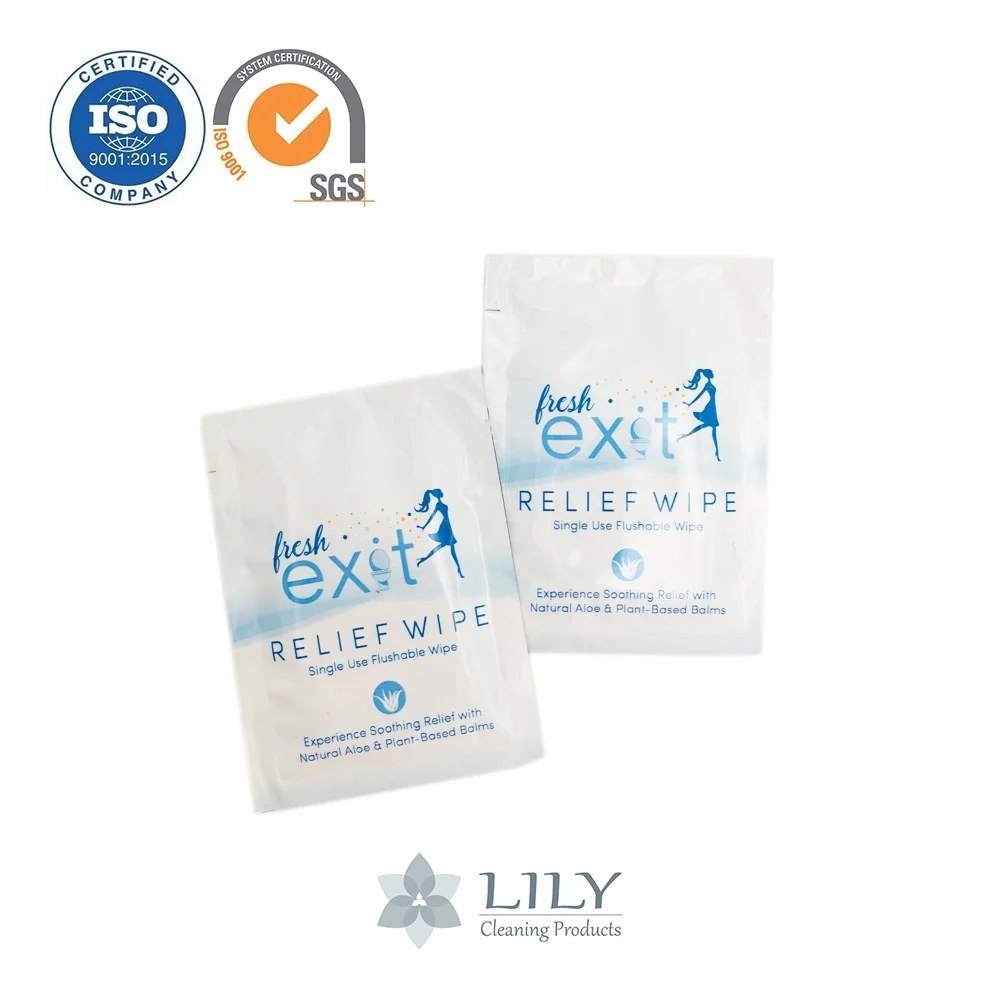 
flush flushable infused with aloe and vitamin E biodegradable cleaning relief wipes toilet wet wipes/tissues 