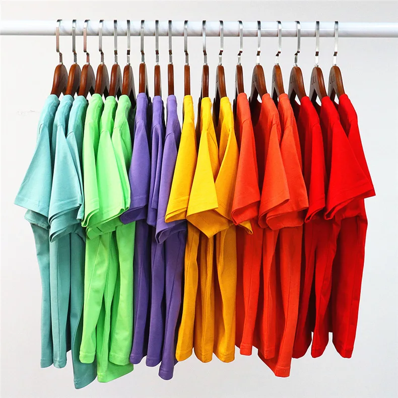 Free Sample 175/205gsm High Quality Wide Boxy Blank T Shirt Heavy Weight Cotton Tshirt Oversized Black White T-shirt For Kids