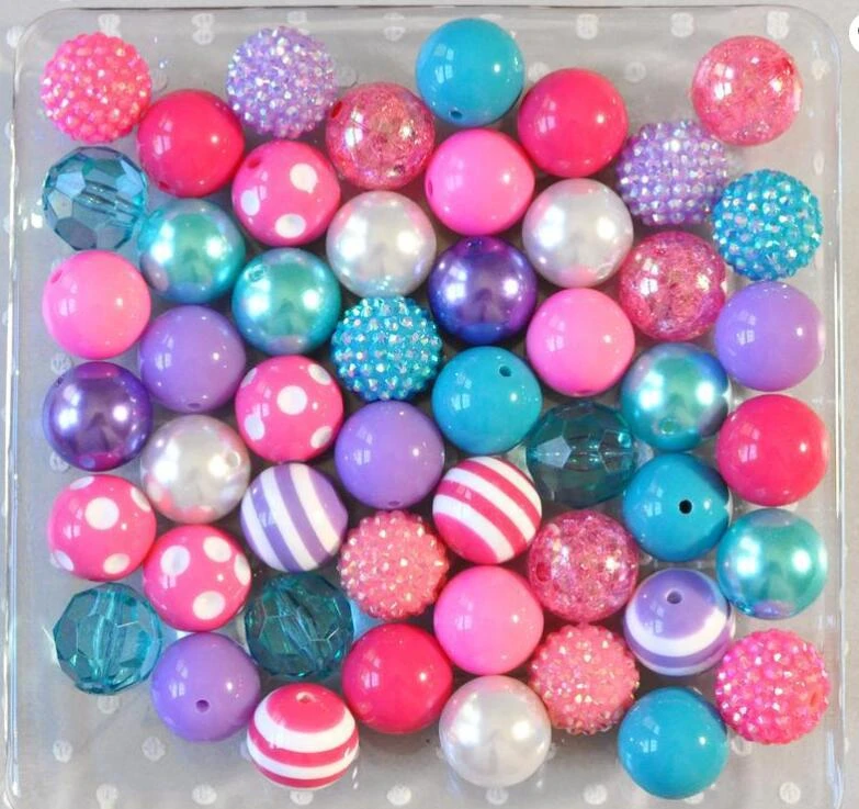 Custom necklace bracelet acrylic chunky beads DIY 20mm mix color resin beads for jewelry making round bubblegum beads for pen