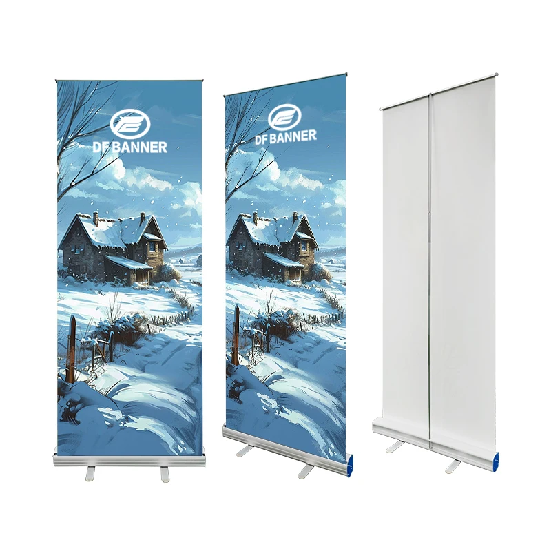 Custom Size Lightweight Aluminum Roll-Up Banner Display Stand Portable Foldable Retractable Exhibition Advertising Printed Type