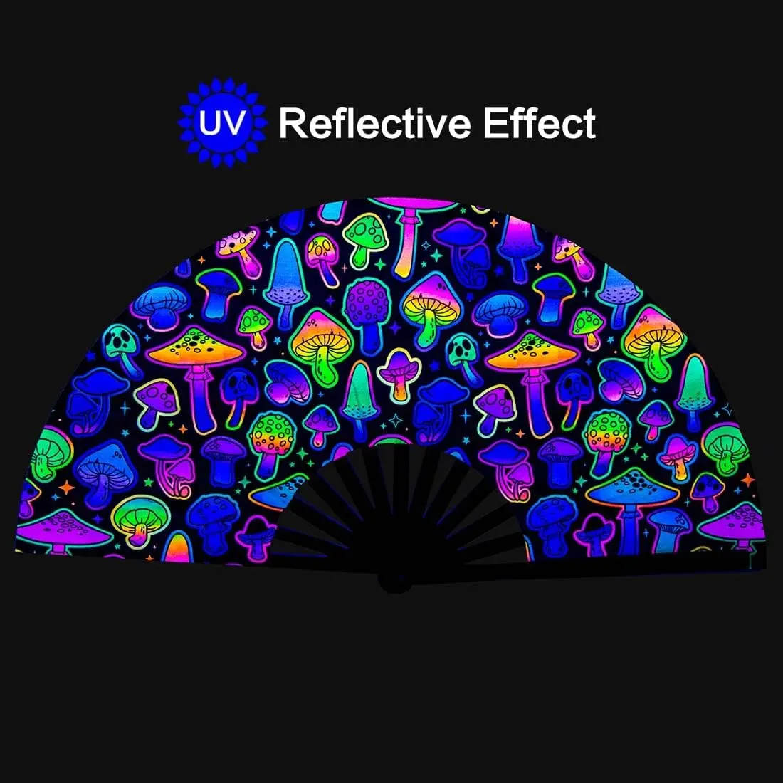 Rave Bamboo Holding Large Folding Fan with Bright Color Fabric Folding Fan for Festival