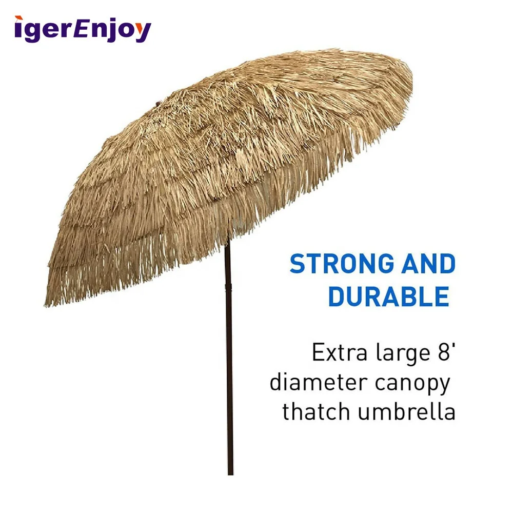 Hot Selling Custom Logo, Natural Thatch Tiki Outdoor Garden Umbrellas Hawaii Vintage Straw Roof Patio Parasols Umbrella/