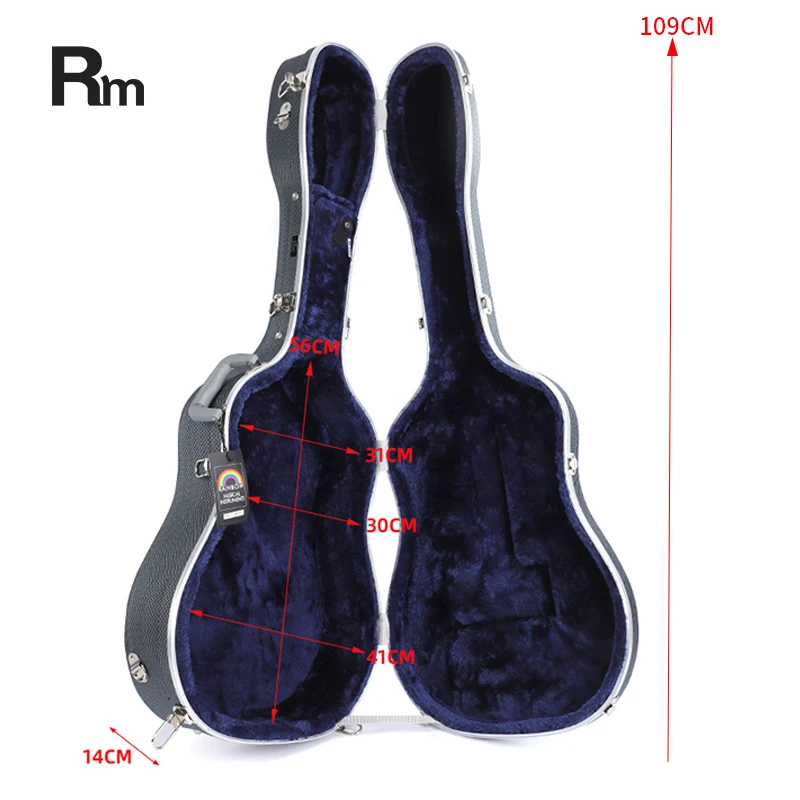 RAS-D-SG RM Rainbow High Quality Custom Shaped Guitar Hard Case Acoustic Classical ABS Guitar Case Grey Blue Guitar Case