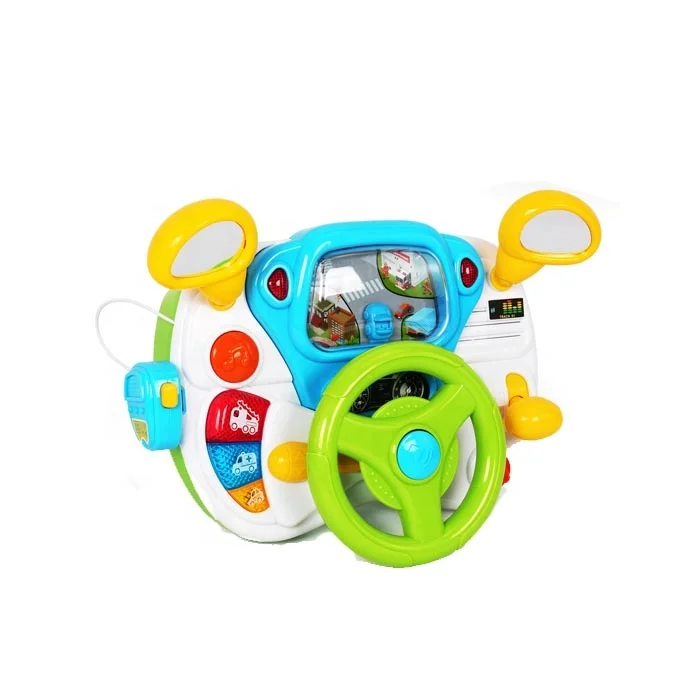 2022 New arrivals cartoon shape simulation driver game baby steering wheel toy