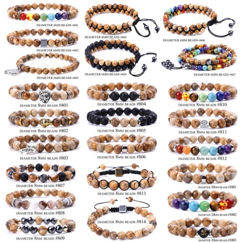 Wholesale men women bangles fashion jewelry zhejiang natural stone bead adjustable rope braid bracelets