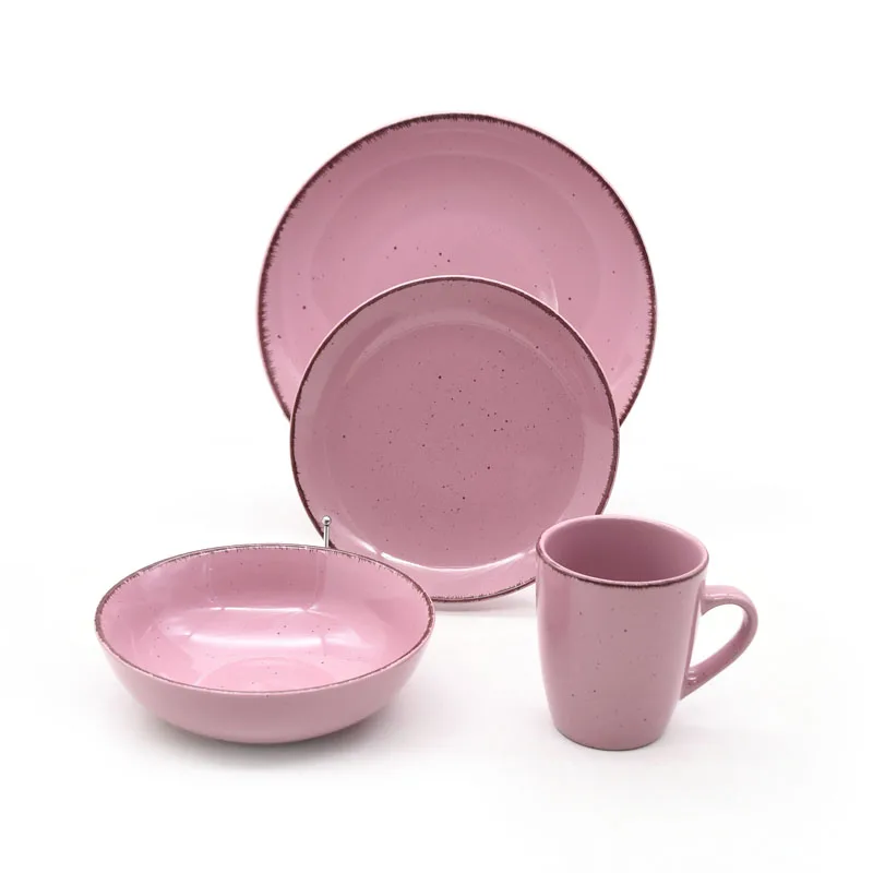 Food Grade USA Melamine Nature Dinnerware 12pcs Melamine Solid Dinner Set