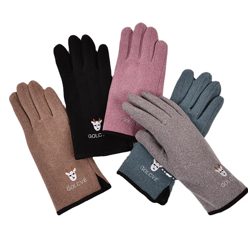 Осенние и зимние теплые перчатки женские перчатки из флиса с кроличьим мехом уличные Зимние перчатки для верховой езды с сенсорным экраном и бархатной подкладкой
