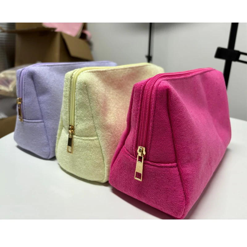 Cosmetic Bag Organizer Make Up Bags For Women Personalized Wedding Gift Terry Cloth Travel Toiletry Bag