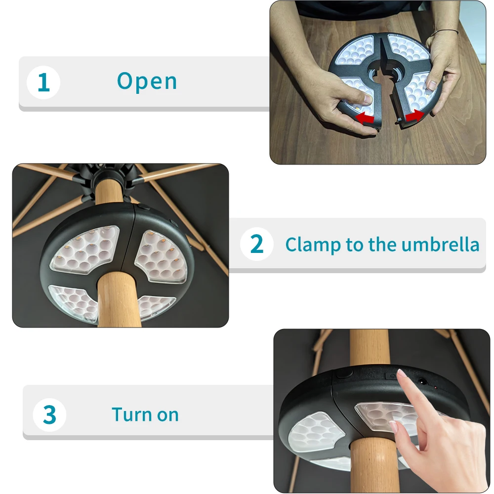 waterproof patio umbrella light led solar outdoor adjustable powered remote control automatic energy garden backyard poolside