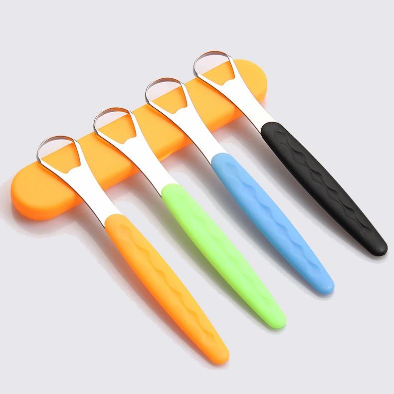  Hot Sale Stainless Steel Tongue Cleaners Private Label Scraper For Clean Oral