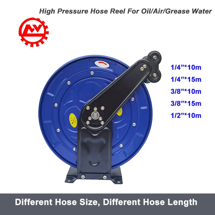 Commercial 3/8' 50FT Multipurpose Heavy Duty Retractable Auto Hose Reel for Water and Oil