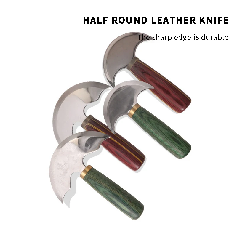 New arrival small green handle leather craft Cutting tool D2 Tool steel wood handle Hand DIY paring knife