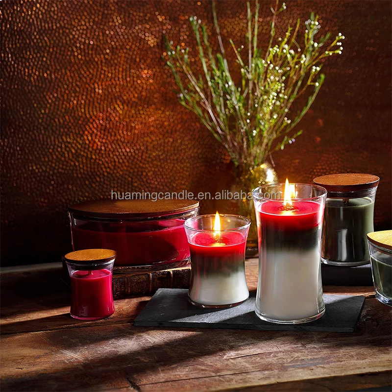 10Oz 22Oz Wholesale Customized Large Private Label Boat Shape Wood Wick Aromatherapy Colored Soy Wax Glass Jar Candles